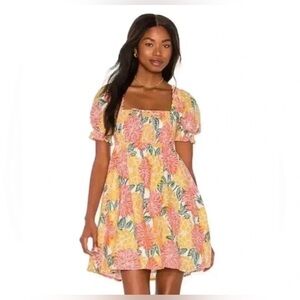 House Of Harlow 1960 Floral Linen Poplin Mini Dress Size XL